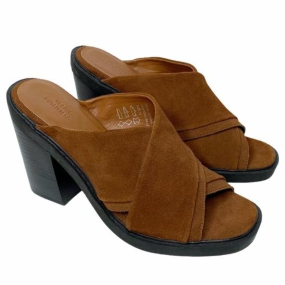 Urban Outfitters Chunky Heel Slip On Sandal Faux Suede Size 10 Y2K